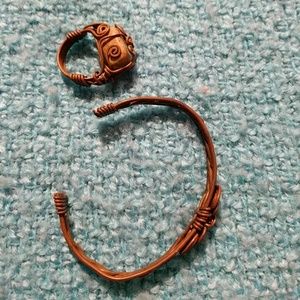 Copper bracelet and ring set